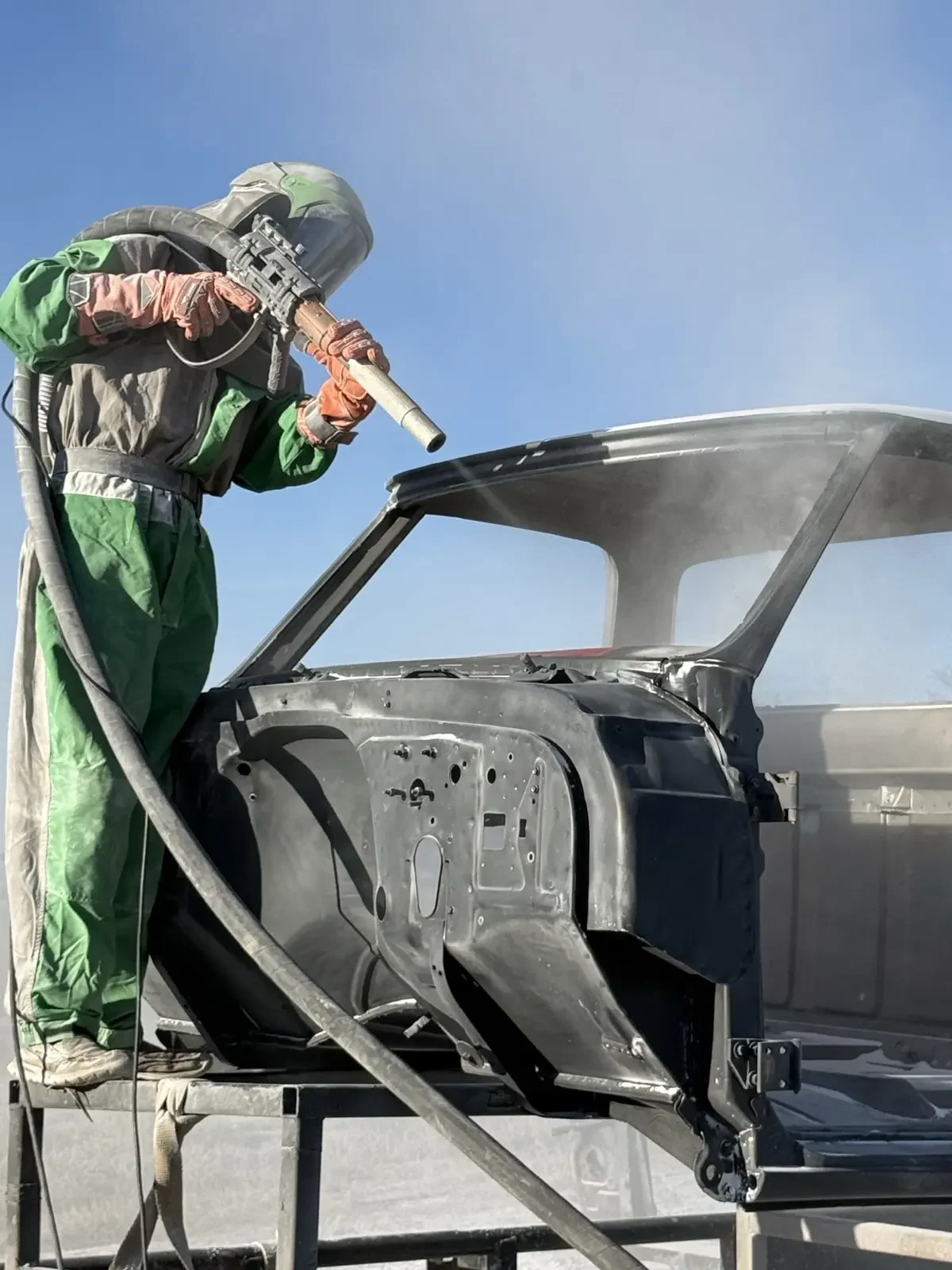 Automotive blasting closeup